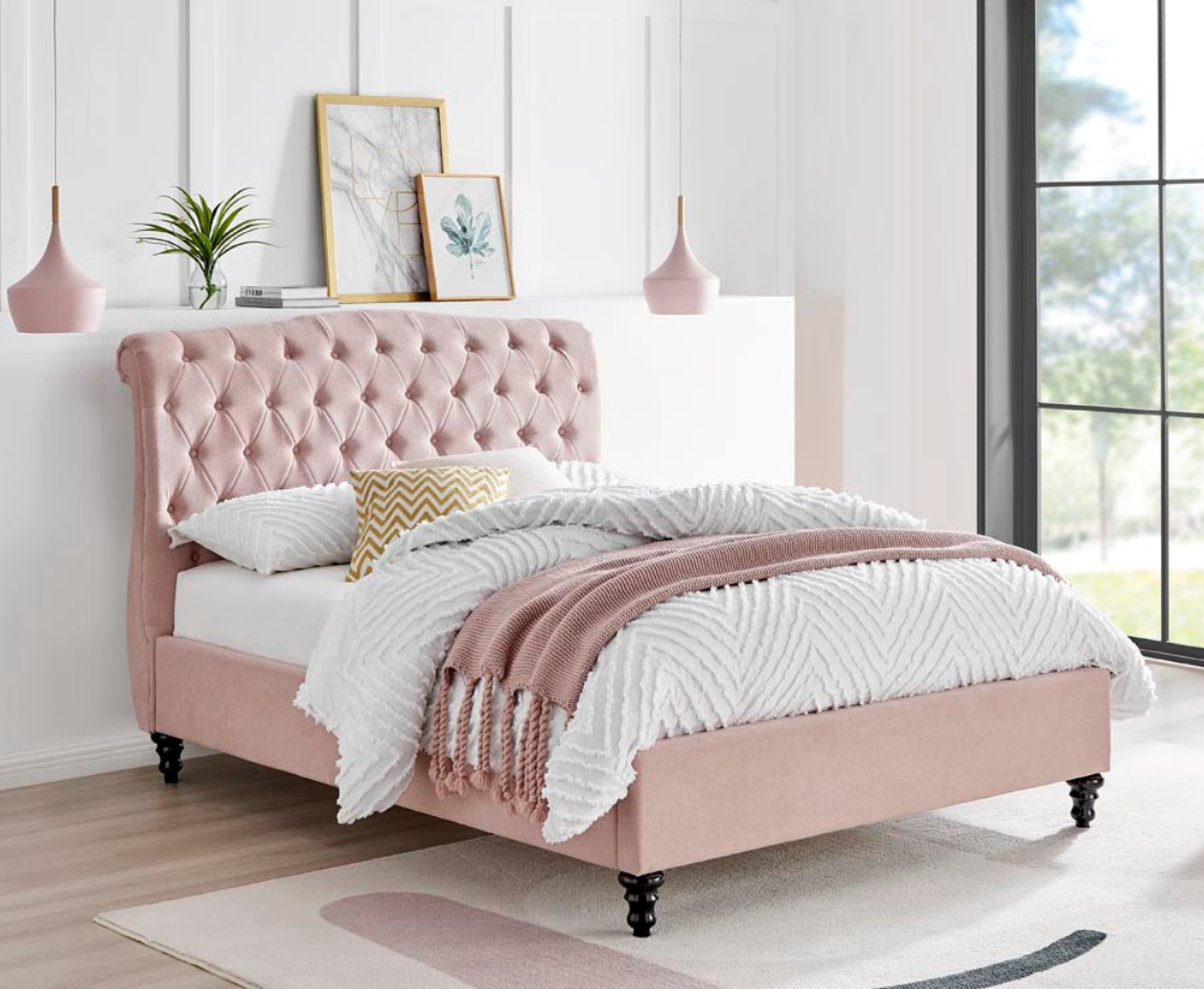 Riley 4ft6 Double Bed Frame Baby Pink