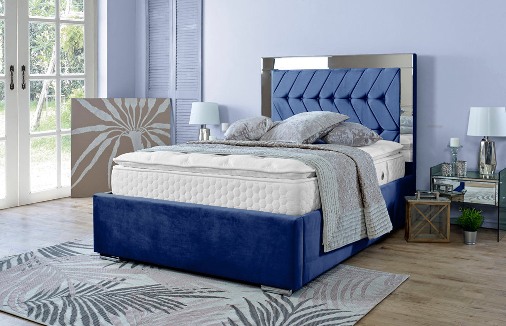 Navy crushed store velvet bed