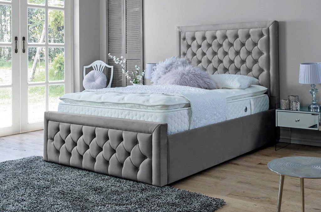 Silver velvet shop bed single